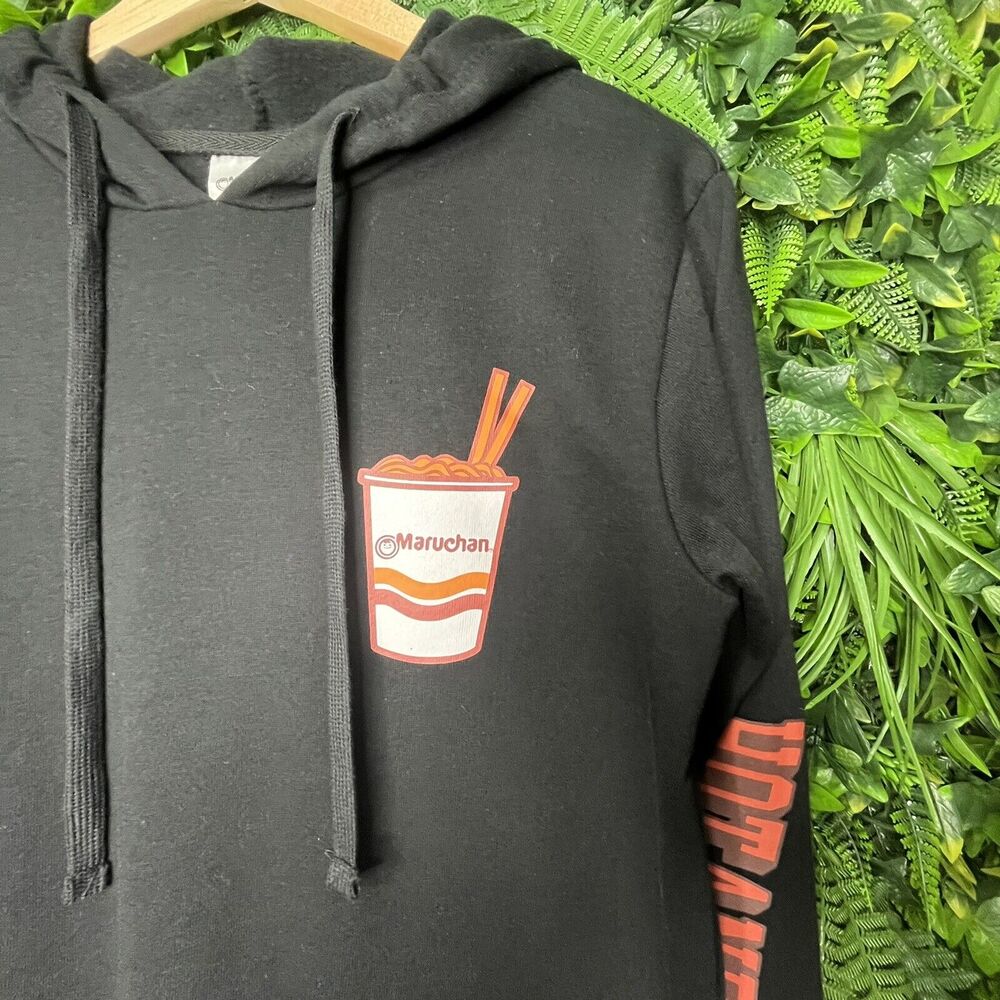 Women Jacket Pullover Small Black Graphic Print Hoodie Maruchan Cup Noodle 0303 - Picture 11 of 12